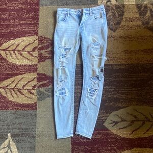 American Eagle Outfitters Blue Skinny Jeans Distressed